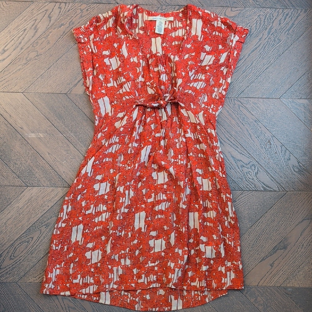 Diane von Furstenberg DVF Yana Orange Print Silk Dress US 4 - Picture 5 of 10